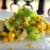 chicken corn and celery salad drizzled with lemon infused canola oil
