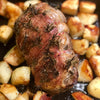 lamb roasted with  garlic infused canola oil