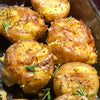 crispy potatoes roasted in garlic infused canola oil