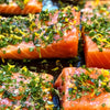 salmon portions roasted in lemon infused canola oil